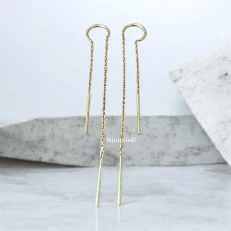 Boucles D'oreilles Chaînes Traversante En Plaqué or 18 Carats 750/000