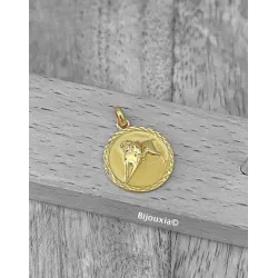 Pendentif Médaille Signe Du Zodiaque "Bélier" En Plaqué Or 18 Carats 750/000