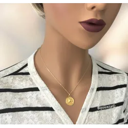 Pendentif Médaille Signe Du Zodiaque "Bélier" En Plaqué Or 18 Carats 750/000