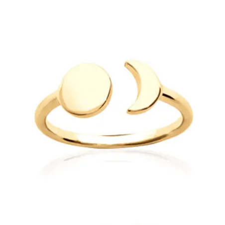 Bague Ouverte Collection Astre & Lune Plaqué or 18 carats T50 à 60