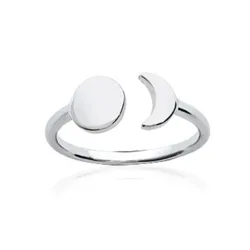 Bague Ouverte Collection Astre & Lune Argent 925/000 Rhodié T50 à 60