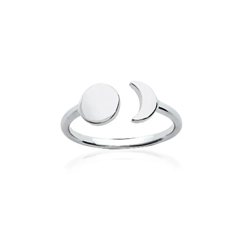 Bague Ouverte Collection Astre & Lune Argent 925/000 Rhodié T50 à 60