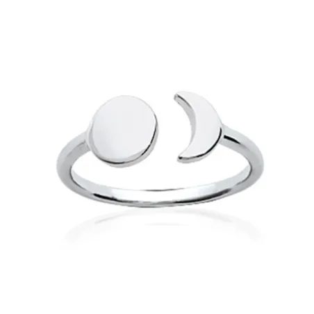 Bague Ouverte Collection Astre & Lune Argent 925/000 Rhodié T50 à 60