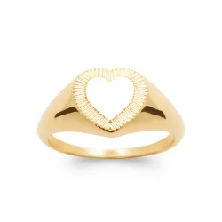 Bague Amour En Forme de Cœur En Plaqué Or 18 Carats 750/000 Tailles 50 à 60