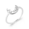 Bague Croissant de Lune Cristal de Zirconium et Étoiles En Argent 925/000 Rhodié