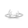 Bague Croissant de Lune Cristal de Zirconium et Étoiles En Argent 925/000 Rhodié