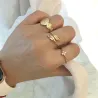 Bague Alliance Cercles Martelés, Cabossés, En Plaqué Or 18 Carats 750/000