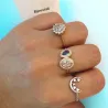 Bague Double Pierre de Cristal Blanc&Bleu En Plaqué or 18 Carats 750/000
