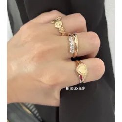 Bague Amour En Forme de Cœur En Plaqué Or 18 Carats 750/000 Tailles 50 à 60