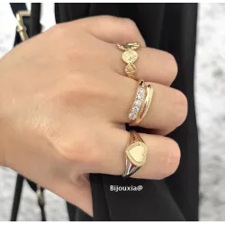 Bague Amour En Forme de Cœur En Plaqué Or 18 Carats 750/000 Tailles 50 à 60