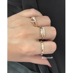 Bague Alliance Sertie 10 Cristaux Zirconium Plaqué Or 18 CARATS Tailles 52 à 68