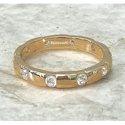 Bague Alliance Sertie 10 Cristaux Zirconium Plaqué Or 18 CARATS Tailles 52 à 68