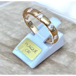 Bague Alliance Sertie 10 Cristaux Zirconium Plaqué Or 18 CARATS Tailles 52 à 68
