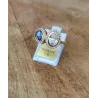 Bague Double Pierre de Cristal Blanc&Bleu En Plaqué or 18 Carats 750/000