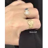 Bague Double Pierre de Cristal Blanc&Bleu En Plaqué or 18 Carats 750/000
