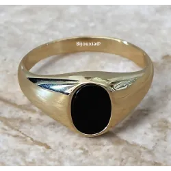 Bague Chevalière Onyx Plaqué Or 18 CARATS Tailles 48 à T70