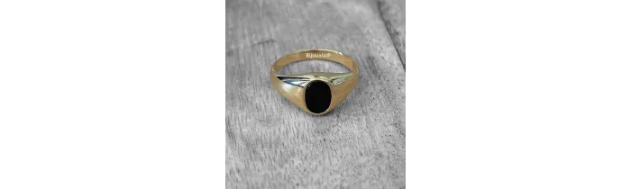 Bague Chevalière Onyx Plaqué Or 18 CARATS Tailles 48 à T70