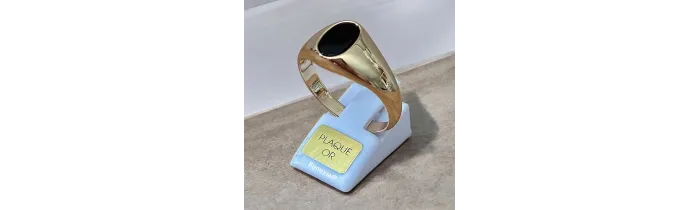 Bague Chevalière Onyx Plaqué Or 18 CARATS Tailles 48 à T70