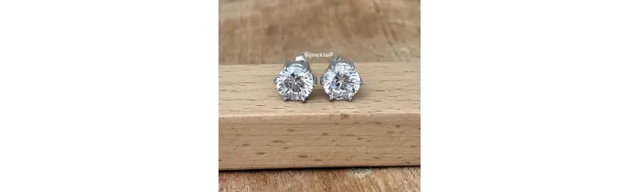 Boucle D'oreilles 9mm Cristal Zirconium Argent Massif Bijou Homme/Femme