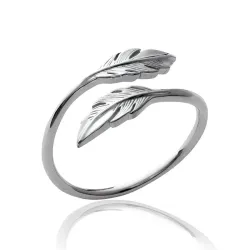 Bague Plume Taille 60 Argent Massif 925 Millièmes Cristaux Zirconium