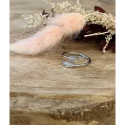 Bague Plume Taille 60 Argent Massif 925 Millièmes Cristaux Zirconium