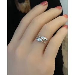 Bague Plume Taille 60 Argent Massif 925 Millièmes Cristaux Zirconium