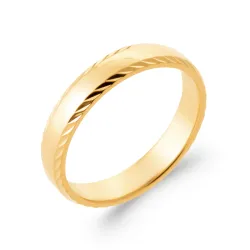 Bague Alliance Motifs Ciselés En Plaqué Or 18 Carats 750/000 Tailles Mixtes