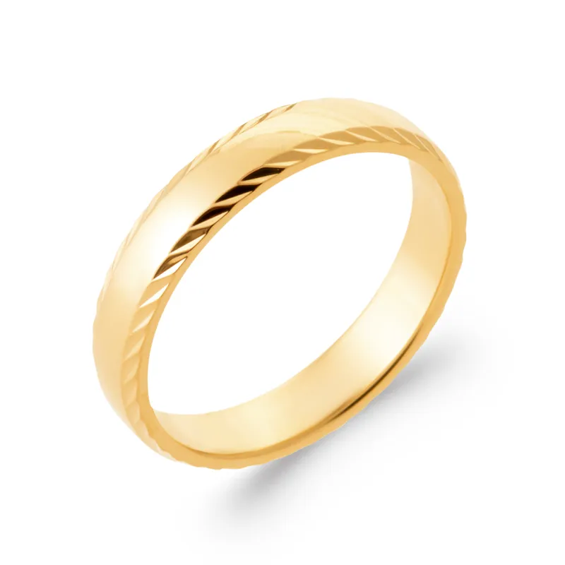 Bague Alliance Motifs Ciselés En Plaqué Or 18 Carats 750/000 Tailles Mixtes