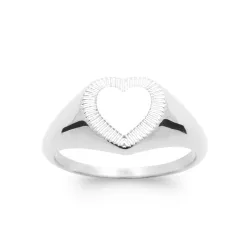 Bague Amour En Forme de Cœur En Argent 925/000 Rhodié Tailles 50 à 60