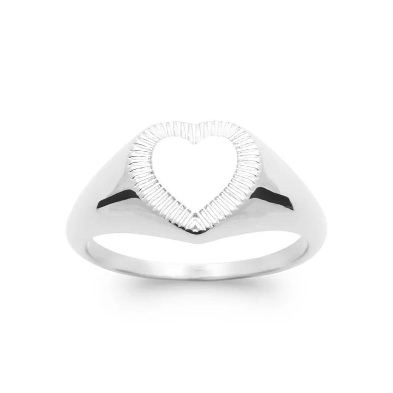 Bague Amour En Forme de Cœur En Argent 925/000 Rhodié Tailles 46 à 60