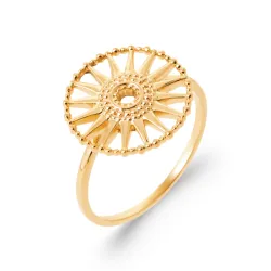 Bague Symbole "Soleil" En Plaqué Or 18 Carats Tailles 50 à 60