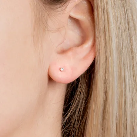 Boucles D'oreilles Boules Diamètre 2MM Argent Massif 925/1000