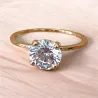 Bague Solitaire Cristal Carré En Plaqué Or 18 CARATS T50-52-54-56-58-60-62-64