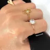 Bague Solitaire Cristal Carré En Plaqué Or 18 CARATS T50-52-54-56-58-60-62-64