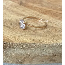 Bague Solitaire Cristal Carré En Plaqué Or 18 CARATS T50-52-54-56-58-60-62-64