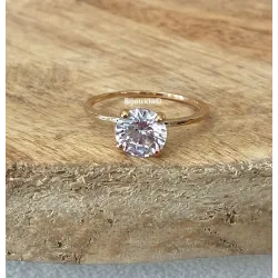 Bague Solitaire Cristal Carré En Plaqué Or 18 CARATS T50-52-54-56-58-60-62-64