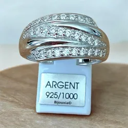 Bague Large Cristaux Zirconium Argent 925 Rhodié T52-54-56-58-60-62 Bijoux