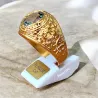 Chevalière US Américaine En Plaqué Or 18 Ct Pierre Bleu Topaze Tailles 52 à 72