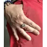 Chevalière US Américaine En Plaqué Or 18 Ct Pierre Bleu Topaze Tailles 52 à 72