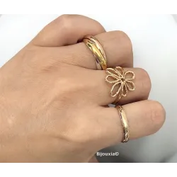 Bague Alliance Motifs Ciselés En Plaqué Or 18 Carats 750/000 Tailles Mixtes