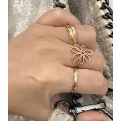 Bague Alliance Motifs Ciselés En Plaqué Or 18 Carats 750/000 Tailles Mixtes