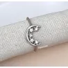 Bague Croissant de Lune Cristal de Zirconium et Étoiles En Argent 925/000 Rhodié
