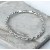Bracelet Maille Corde Argent Massif 925/1000 Rhodié