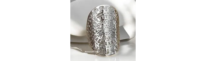 Bague Large Ajourée En Argent Massif 925/1000 Rhodié Tailles 50 à 60