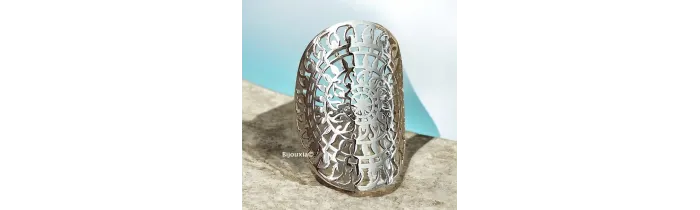 Bague Large Ajourée En Argent Massif 925/1000 Rhodié Tailles 50 à 60
