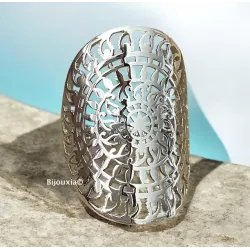 Bague Large Ajourée En Argent Massif 925/1000 Rhodié Tailles 50 à 60