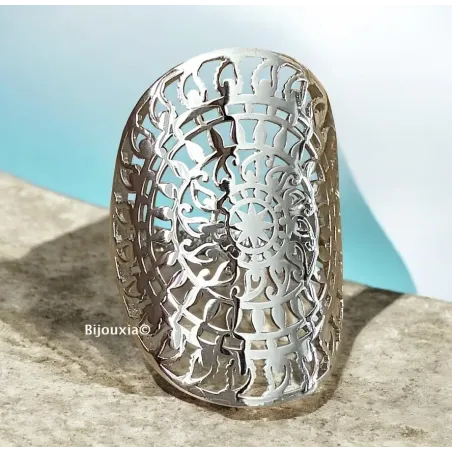 Bague Large Ajourée En Argent Massif 925/1000 Rhodié Tailles 50 à 60