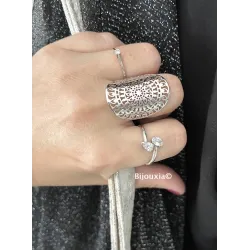 Bague Large Ajourée En Argent Massif 925/1000 Rhodié Tailles 50 à 60