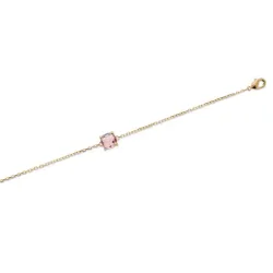 Bracelet Cristal Sertie 4 Griffes Rose Pastel Plaqué or 18 Carats
