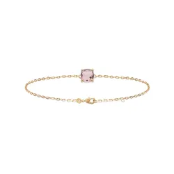 Bracelet Cristal Sertie 4 Griffes Rose Pastel Plaqué or 18 Carats